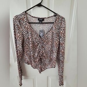 Leopard Print Long Sleeve Top